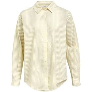 OBJECT - Tutta - Blouse - Geel/Wit - Katoen, Gestreept, Lange Mouw