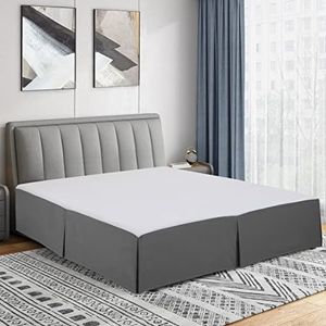 Cathay Home dubbel geborsteld microvezel geplooide easy fit bedrok, ultra zacht, vervagen en kreukbestendig - grijs, Twin