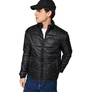 Trendyol Heren Man Regular fit Basic staande kraag geweven jas bovenkleding, zwart, M, Zwart, M