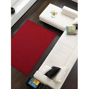 Benuta Wollen tapijt effen rood 120x170 cm | Natuurlijke vezeltapijt voor woonkamer en slaapkamer