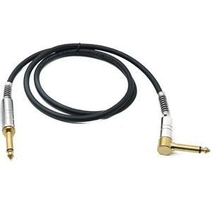 System-S Audio jack kabel 100 cm 6,35 mm 2-polige stekker naar stekker knikbescherming hoek AUX adapter