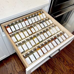 Clear Acryl Spice Lade Organizer, 4 Tier- 2 Set Uitbreidbaar Van 13"" tot 26"" Kruiden Potten Laden Insert, Keuken Spice Rack Tray voor Lade/Aanrecht (Potten niet inbegrepen)