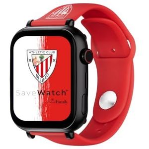 SaveFamily SaveWatch Plus 4G Ed. Athletic Club Smartwatch voor kinderen, oproepen, video, Face ID, aanpasbare banden, ultradun, achtergrond, muziek, bluetooth, App Store (rood siliconen)