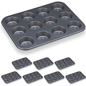 Relaxdays muffinvorm 12 holtes - antiaanbak muffin balkblik - bakvorm muffins - 2 stuks