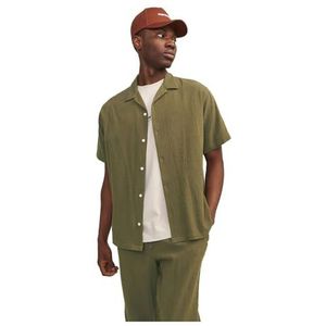 JACK & JONES Jorluke Crinkle Resort Shirt Ss Sn Vrijetijdshemd voor heren, groen (olive night), S