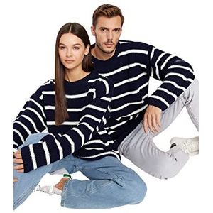 Trendyol Man oversized basic ronde hals gebreide trui, marineblauw, S, Donkerblauw, S