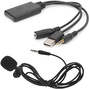 Bluetooth-carkit, universele compacte auto-aux-ingang/USB-adapter met microfoon Handsfree-adapter en microfoon met een lengte van 150 cm, Auto Bluetooth 5.0 Audio Adapter Kit Plug en Play