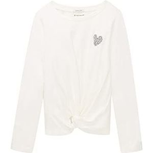 TOM TAILOR Meisjes Kindershirt met lange mouwen met knoopdetail 1032956, 10315 - Whisper White, 92-98