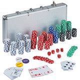 Relaxdays Poker Set 500 Poker Chips - Texas Hold'em - Voor Alle Spelvarianten - Inclusief Dobbelstenen - Pokerkoffer