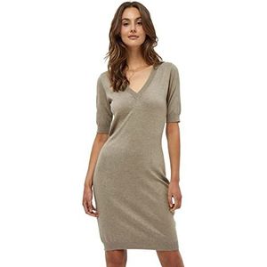 Minus Damen Milla V-Neck Knit Dress 399 Wood smoke melange XS