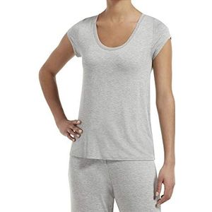 Hue Women's SleepWell with TempTech Short Sleeve Pajama Sleep Top Sleepwear, light grey heather, Extra Large