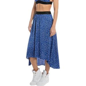 Replay dames maxi rok, 010 blauw/natuurlijk wit, XL