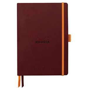 RHODIA 117800C Notitieboek, Bullet Journal, Goalbook wijnlijn, A5, 14,8 x 21 cm, gestippeld, 240 pagina's, lichtbruin papier, 90 g/m², 2 banden, elastische sluiting, kunstleer