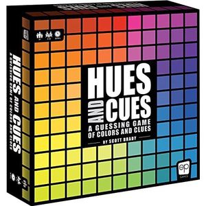 The OP USAopoly - Hues and Cues - Bordspel waarin kleuren de hoofdrol spelen - Verbind aanwijzingen met 480 verftinten - familiespel - partyspellen - Leeftijd 8+ - Voor 3-10 spelers - Engels