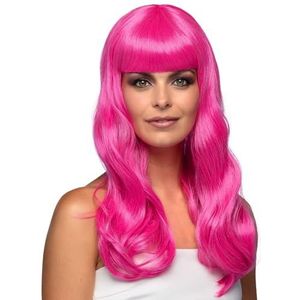 Boland - Pruik Chique, lang steil synthetisch haar met slag en pony, dames, glamour kapsel, accessoire, kostuum, themafeest, carnaval