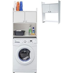 Negrari Rek voor wasmachinekast van pvc, vochtbestendig, wandbevestigingsset, 65 x 26,4 x 78 cm, wit