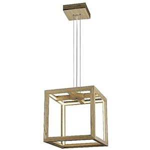 Homemania HOMBR_0147 Hanglamp, kubus Ii, kroonluchter, acryl, hout, 37 x 37 x 132 cm