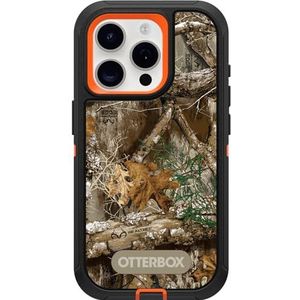 OtterBox iPhone 15 Pro (Only) Defender Series Case - REALTREE Edge (Blaze Orange/Black/RT Edge), robuust en duurzaam, met poortbescherming, inclusief houder clip standaard