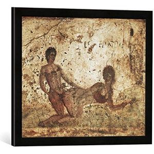 Ingelijste afbeelding van AKG Anonymous erotische scène/pompejan.muurschildering, kunstdruk in hoge kwaliteit handgemaakte fotolijst, 60x40 cm, zwart mat