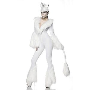Mask Paradise White Unicorn kostuum van overall: 80% polyester, 20% elastaan, kap: rubber, in de maat: L, 80059-014-026