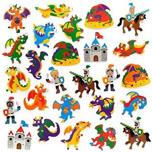 Baker Ross FE250 Dragon Foam Stickers - Pack van 200, Kids Stickers, ideaal voor kinderen kunst en ambachtelijke projecten, ideaal voor kaarten maken en Scrapbook benodigdheden