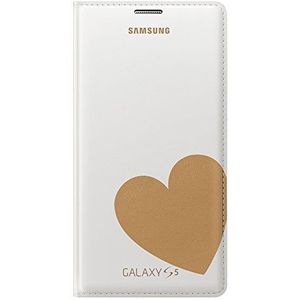 Samsung Flip Wallet Moschino White Gold Heart EF-WG900RFEGWW voor Samsung Galaxy S5