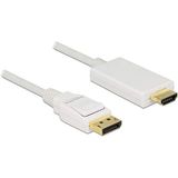 DeLOCK - Videokabel - DisplayPort HDMI - DisplayPort (M) tot HDMI (M) - 2,0m - drievoudig afgeschermde Twisted Pair-kabel - wit - passief (83818)