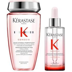 Kérastase, Routine tegen haaruitval en voor glans, Set met Serum en Haarolie, Beschermt & Versterkt, Edelweiss & Gemberwortel, Voor dof, breekbaar haar met neiging tot uitval, Genesis + Elixir Ultime