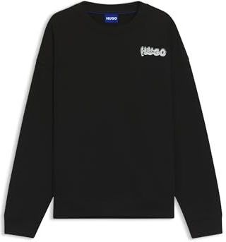 HUGO - Nyro 10273551 - T-shirt - Zwart - Losse Pasvorm - Lange Mouwen