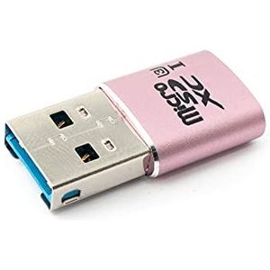 System-S SD-kaartadapter Micro SD naar USB 3.0 type A female kabel Memory Card Reader Roze