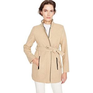 Trendyol Vrouwen staande kraag effen normale jas, beige, 38, Beige, 64