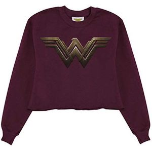 DC Comics Wonder Woman Film-Logo Bijgesneden sweatshirt, Vrouwen, S-4XL, Burgund, Officiële Koopwaar