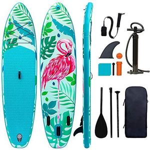 TIGERXBANG Zomer Kleurrijke Collectie SUP Board Stand Up Paddle Board | 320x82x15cm | voor Volwassenen/Kinderen | ISUP met complete kit-Flamingo