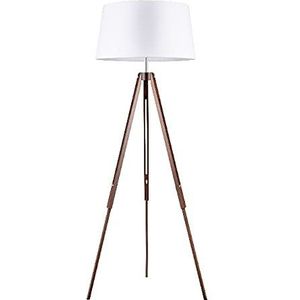Homemania HOMBR_0133 staande lamp, staande lamp, woonkamer, vloer, hout, stof, wit, 158 x 67 x 60,5 cm