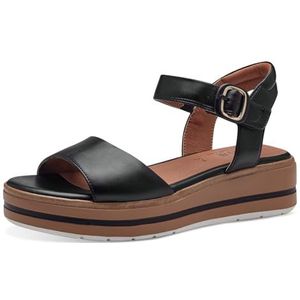 Jana Softline 8-28268-42 001 Damessandalen, zwart, comfortabel, extra breed, feestelijke en elegante platte sandalen, 36 EU breed, zwart, 36 EU Breed