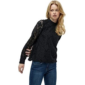 Minus Kanten blouse voor dames, 100 zwart, 34