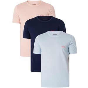HUGO Heren T-shirt RN Triplet P 3-pack T-shirts van katoen met logo-print, Light/pastel pink680, XXL