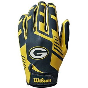 Wilson Handschoenen NFL TEAM SUPER GRIP, One size fits all voor tieners, Silicone/Stretch Lycra, Geel/Groen