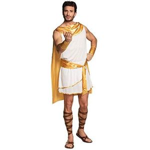 Boland - Apollo, kostuum voor volwassenen, verschillende maten, wit en goud, tuniek met cape, riem en armwarmers, set, keizers, koning, antiek, carnaval, themafeest