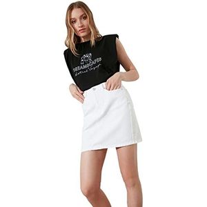 Trendyol Basic Mini Denim Rock Skirt, wit, 40