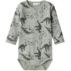 NAME IT Baby Jongens Nbmwuppo Wool/Co Ls Body met lange mouwen, grijs, 50 cm