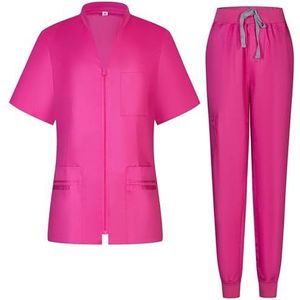 Misemiya - Scrubset voor dames – medisch uniform voor dames met overhemd en - medisch uniform met top en broek - 712-8316, Roze, XS