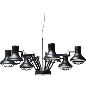 Kare Design hanglamp Spider Multi 6 stuks, grote, verstelbare hanglamp, rustieke eetkamerlampen, hanglampen, zwart (H/B/D) 60x110x110cm