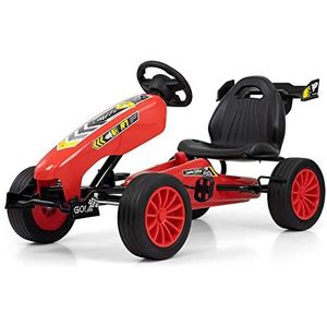 Milly Mally Rocket Go-Kart, pedaalvoertuig met handrem en verstelbare zitting, voor kinderen vanaf 3 jaar, rood