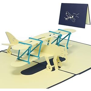 Lin-Pop Up 3D-kaarten wenskaarten, verjaardagskaarten, wenskaarten, rijbewijs piloot vliegtuig, dubbele dekking