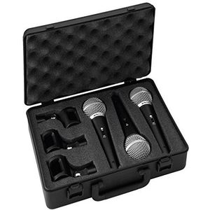 IMG STAGELINE DM-3SET dynamische microfoons speciaal ontworpen voor vocale stemmen, set van 3 stemversterkers met cardioïde karakteristiek omvat harde case en 3 x statiefklemmen, zwart