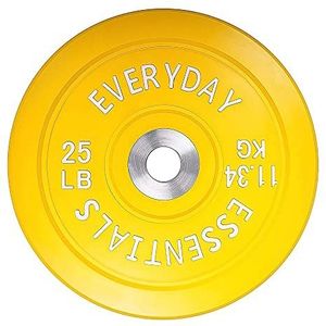 BalanceFrom Everyday Essentials kleurgecodeerde Olympische bumperplaat halterplaat met stalen naaf, geel