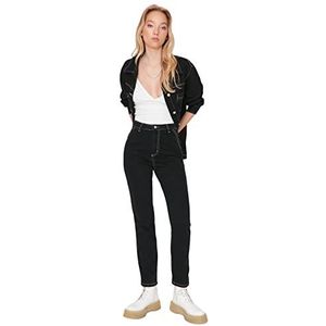 Trendyol Vrouwen normale taille rechte been bootcut & uitlopende jeans, Zwart, 60