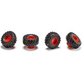 siku 6715 extra wielen voor Claas Xerion, 1:32, voor Siku CONTROL Claas Xerion 6791 en 6794 speelgoedtractoren, ideaal als dubbele banden, rubber/kunststof, zwart/rood