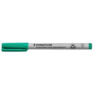 STAEDTLER Lumocolor universele pen niet-permanent, groen, brede wigvormige punt ca. 1,0-2,5 mm, vochtig afwasbaar, voor bijna alle oppervlakken, 10 groene foliestiften in kartonnen etui, 312-5